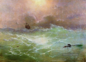  russisch - Schiff in einem Sturm 1896 Verspielt Ivan Aiwasowski russisch